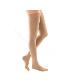 Medi - Duomed - Calze Compressive Medicali Classe 1, Punta Aperta - AG Calza Coscia Autoreggente