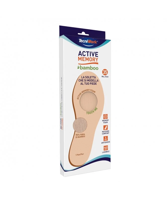 TecniWork - Active Memory Bamboo - Soletta In Memory Foam (1 Paio) 2 TecniWork - Active Memory Bamboo - Soletta In Memory Foam (1 Paio) - immagine 2